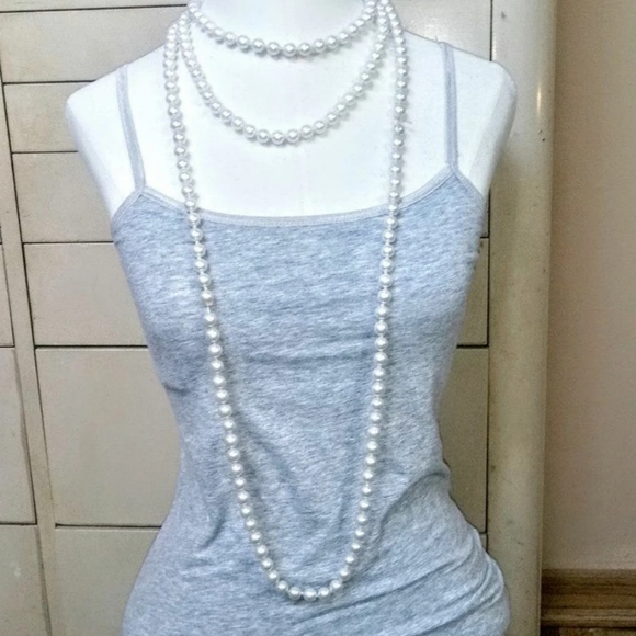🤍 Vintage Super Long 86" Endless Strand Opera Flapper Derby Girl Pearl Necklace - Picture 4 of 6